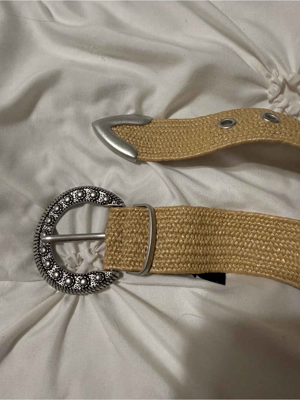 torrid Natural Beige Woven Belt with Ornate Silver Buckle